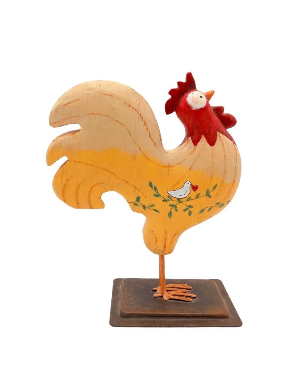 Folk Art Rooster Chicken Russ Berrie Bird Heart Country Farm Decor